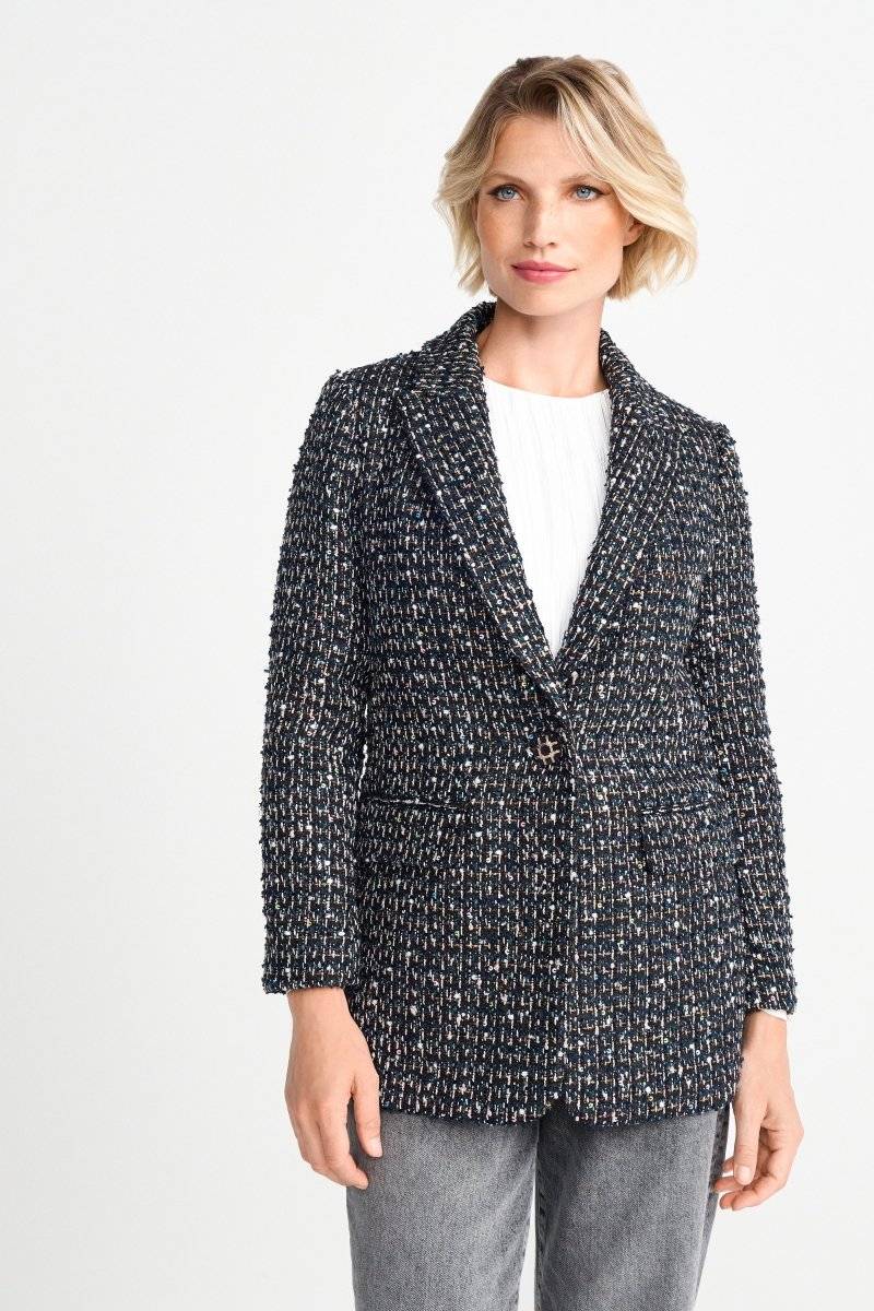 Eich & Royal Bouclé-Blazer mit Statement-Knopf im Angebot