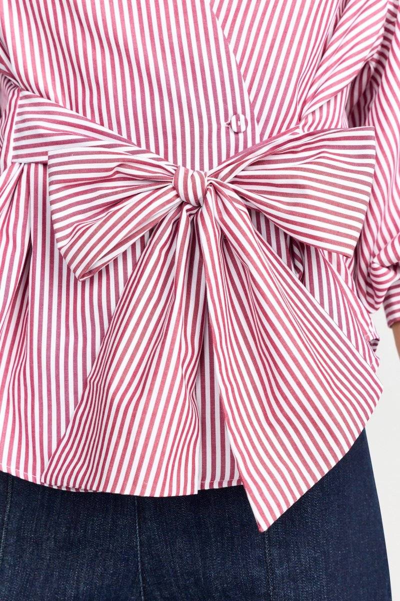 Eich & Royal Wickelbluse mit V-Neck und Streifen im Angebot