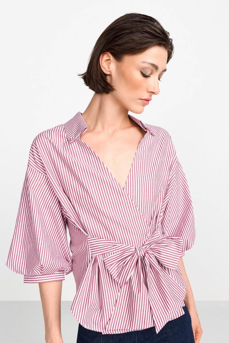 Eich & Royal Wickelbluse mit V-Neck und Streifen Schlussverkauf
