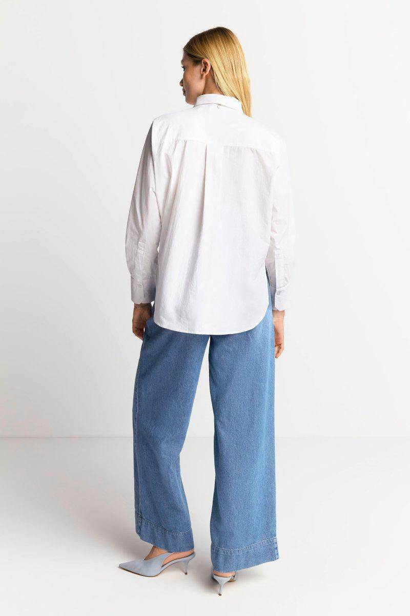 Eich & Royal Weiße Bluse mit Bindekragen im Angebot