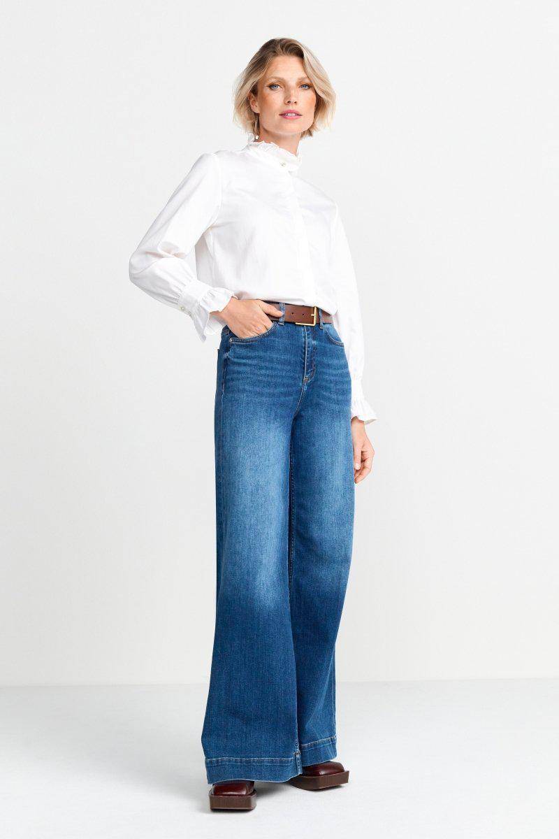 Eich & Royal Weiße Bluse mit Rüschenkragen Schlussverkauf
