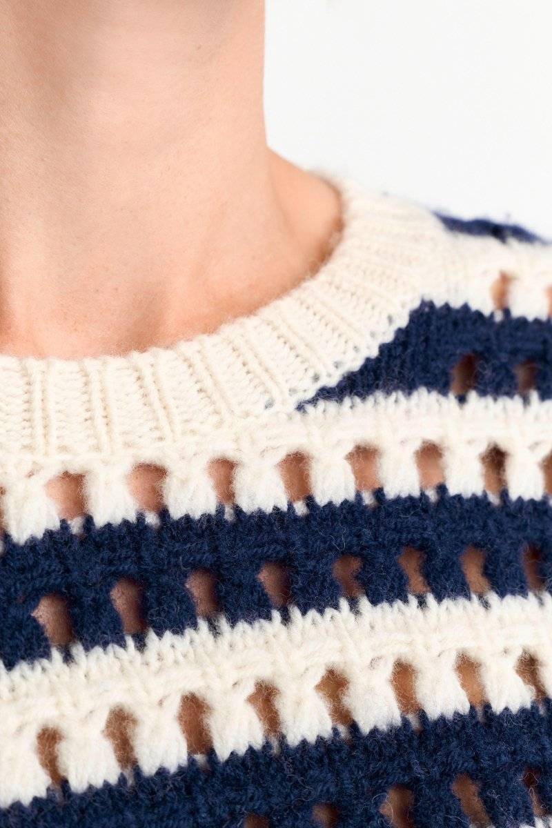 Eich & Royal Gestreifter Lochstrickpullover Blitzverkäufe