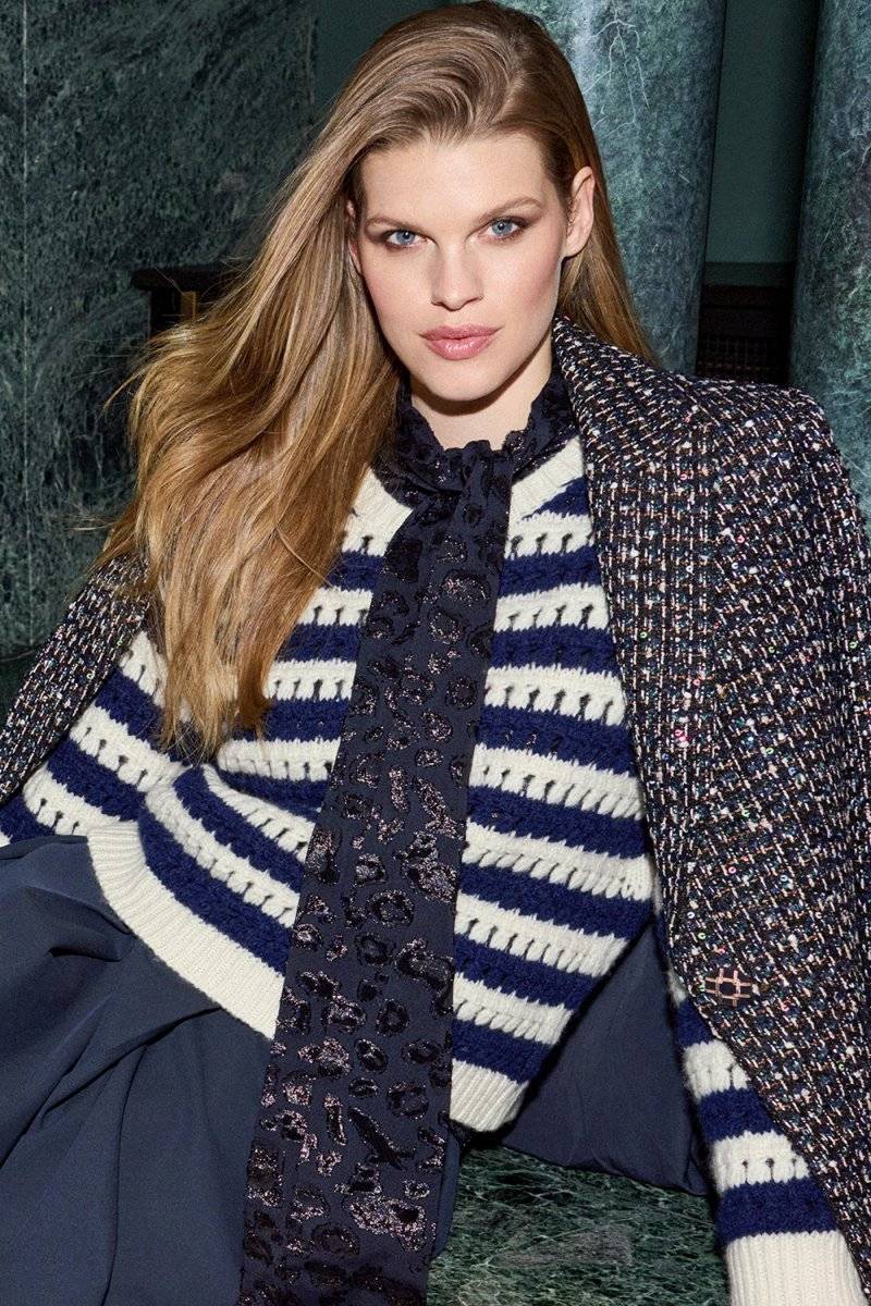 Eich & Royal Gestreifter Lochstrickpullover Blitzverkäufe