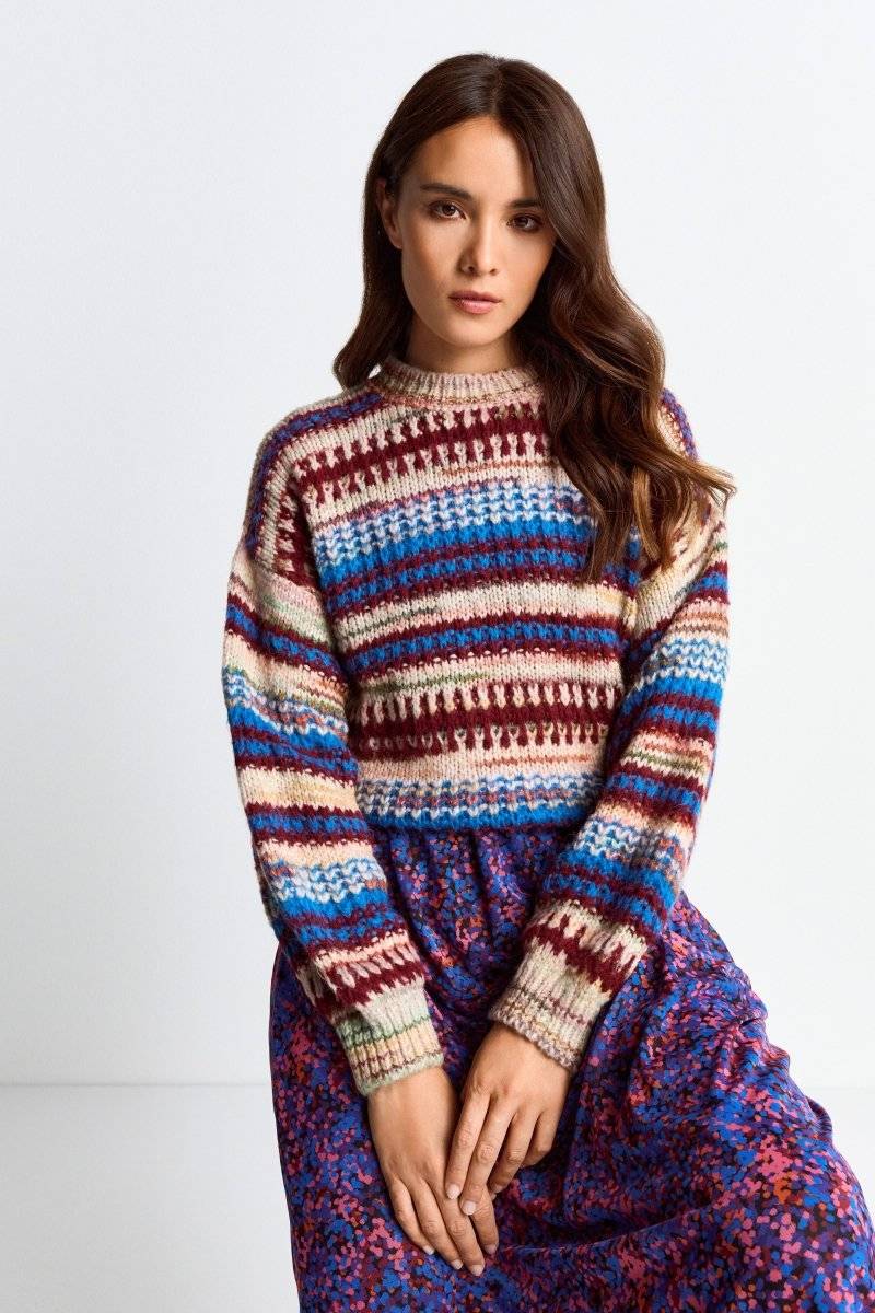 Eich & Royal Pullover mit bunten Streifen Schlussverkauf