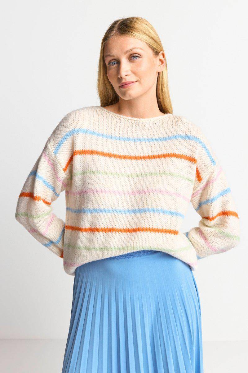 Eich & Royal Gestreifter Pullover in Perlweiß
