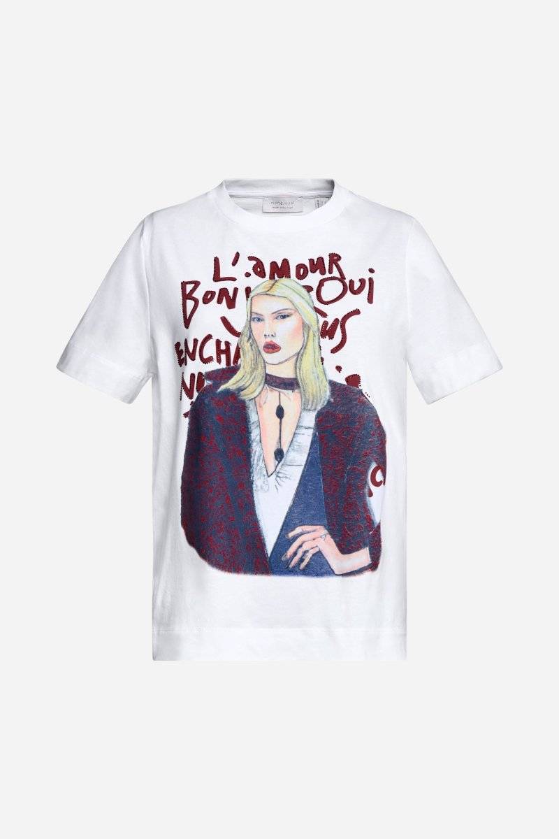 Eich & Royal T-Shirt mit Fashion-Illustration Fabrikverkauf