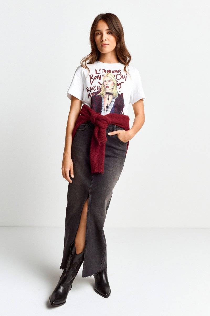 Eich & Royal T-Shirt mit Fashion-Illustration Fabrikverkauf