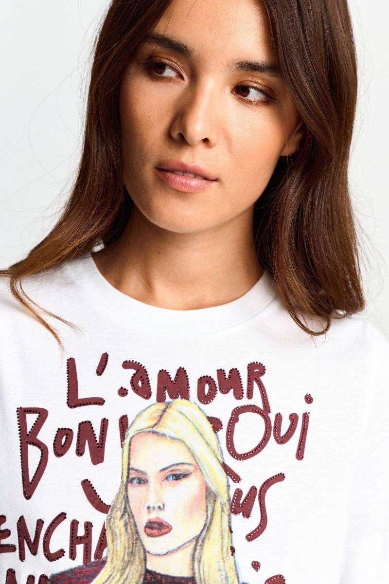 Eich & Royal T-Shirt mit Fashion-Illustration Fabrikverkauf