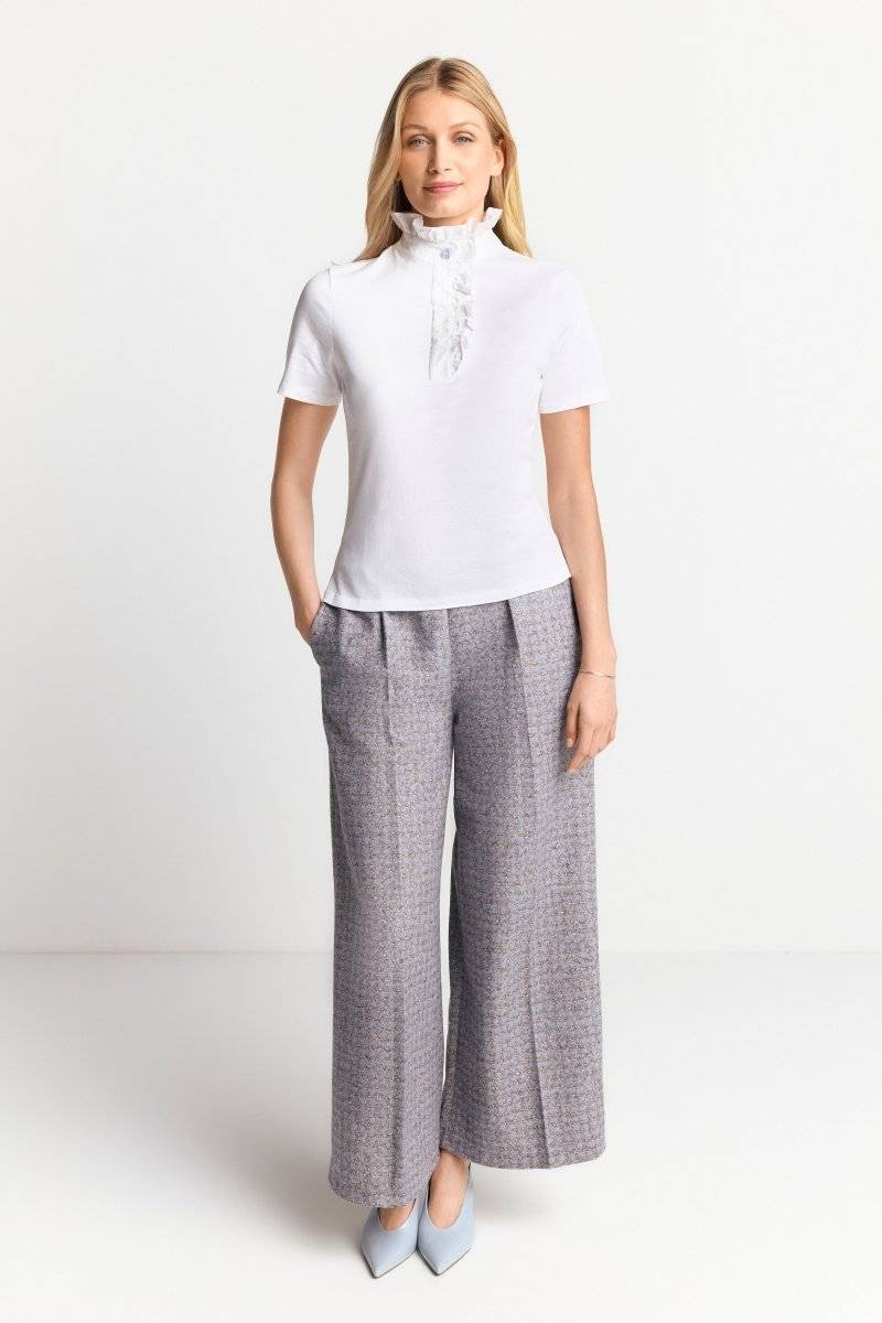 Eich & Royal Weißes T-Shirt mit Frill-Kragen Outlet