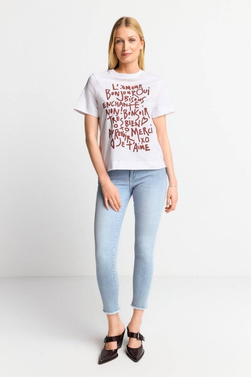 Eich & Royal Weißes T-Shirt mit Statement-Print Schlussverkauf