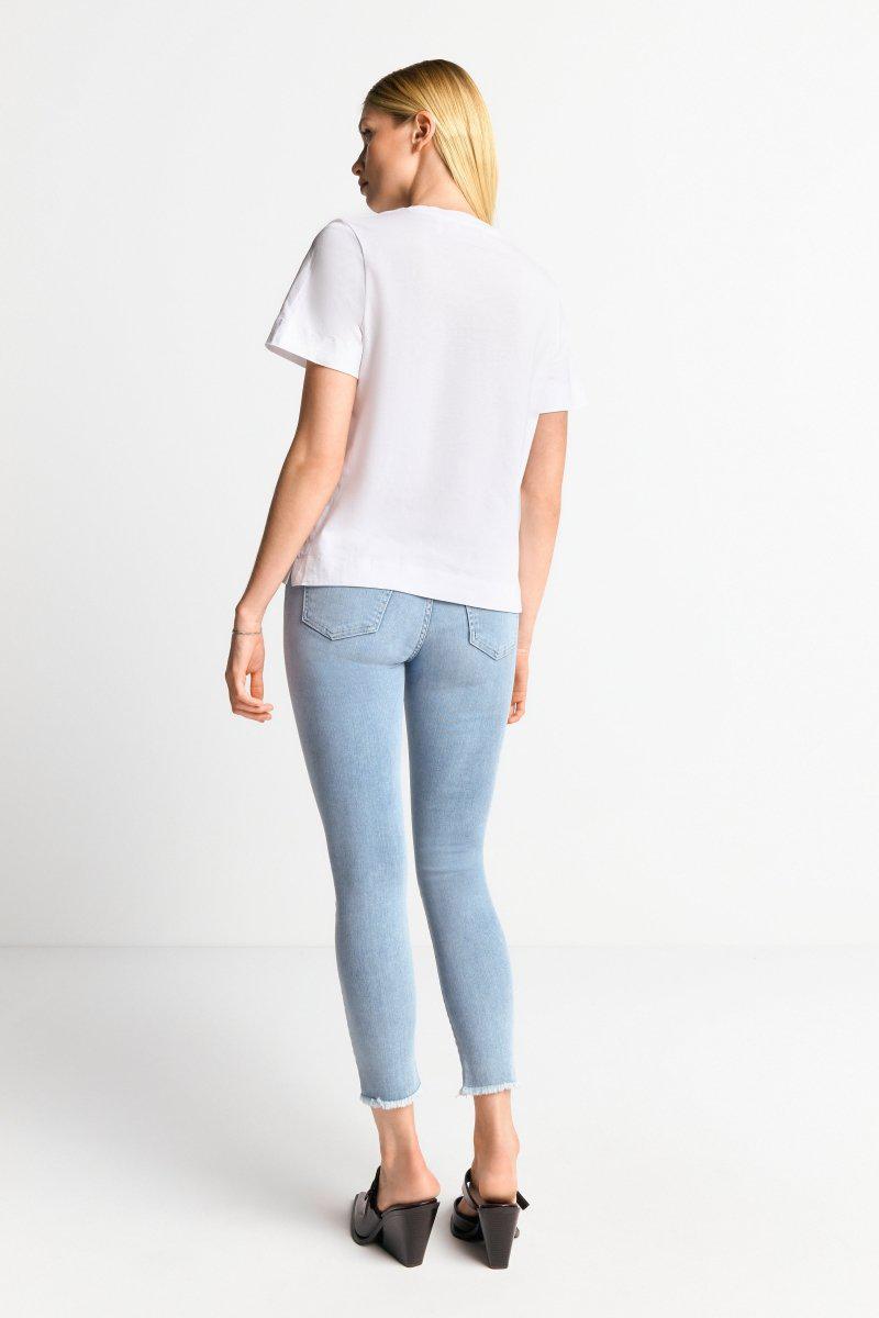 Eich & Royal Weißes T-Shirt mit Statement-Print Schlussverkauf