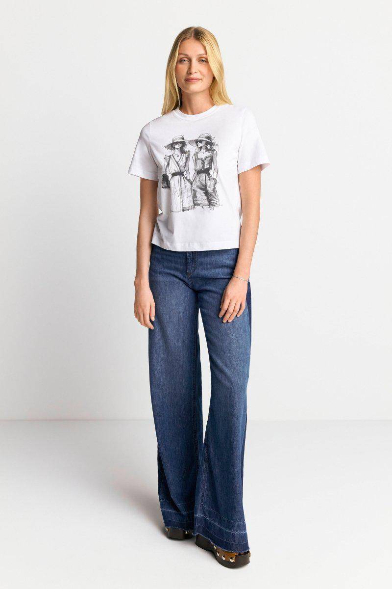 Eich & Royal Weißes T-Shirt mit Statement-Print Schlussverkauf