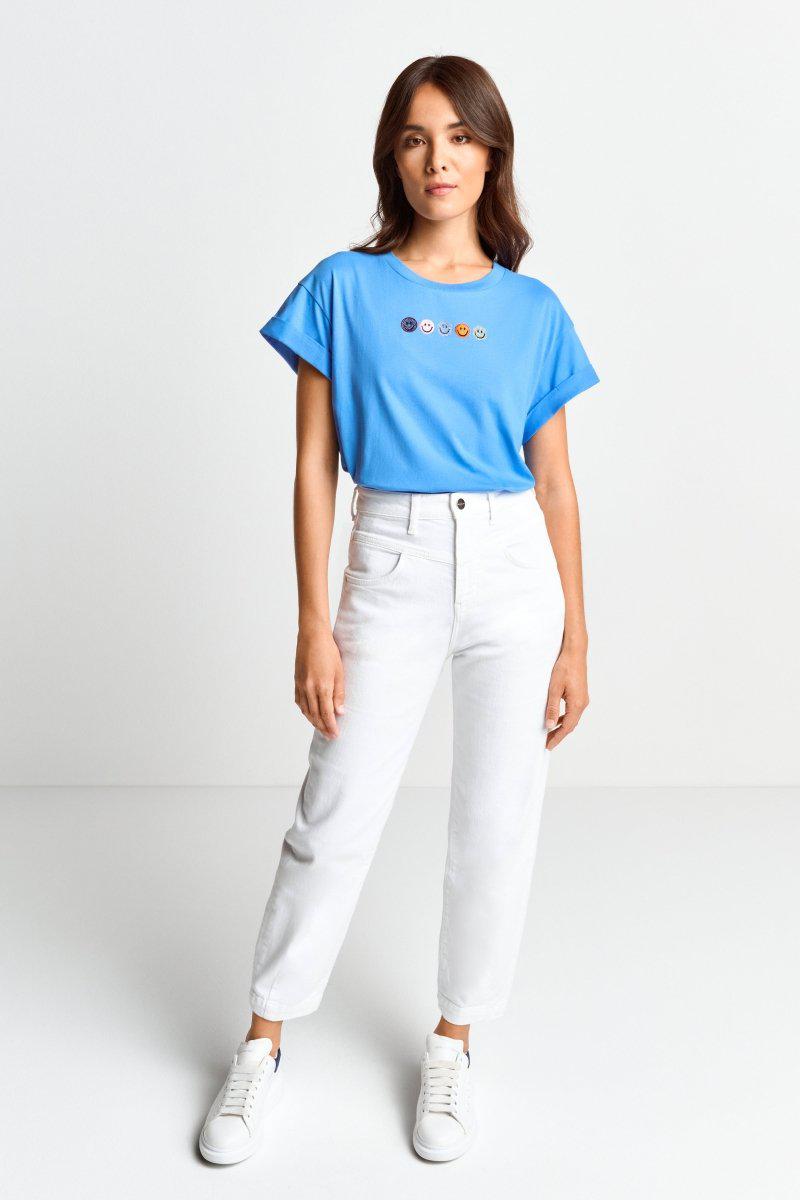 Eich & Royal T-Shirt mit Strass-Smileys Auslauf