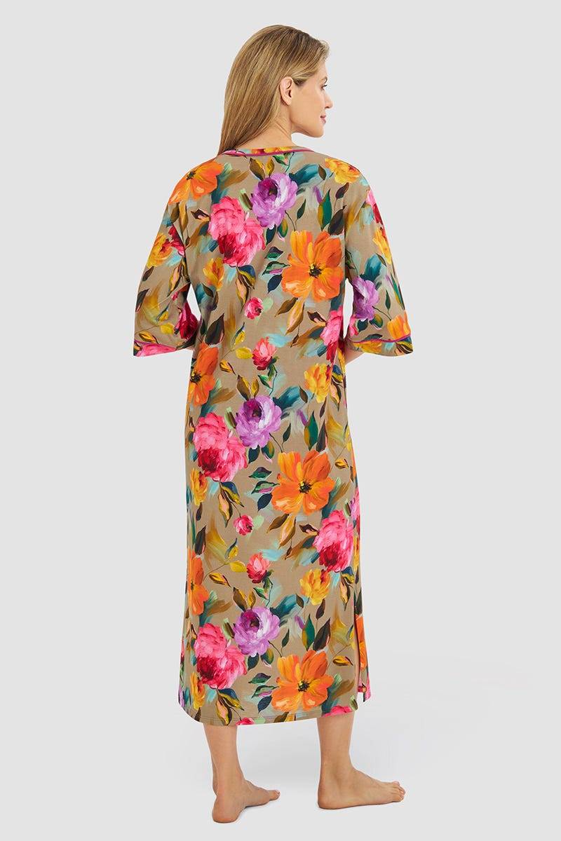 ﻿Rösch Nachthemd im Aquarell-Blüten-Druck Maxi-Länge Baumwolle/Modal Online