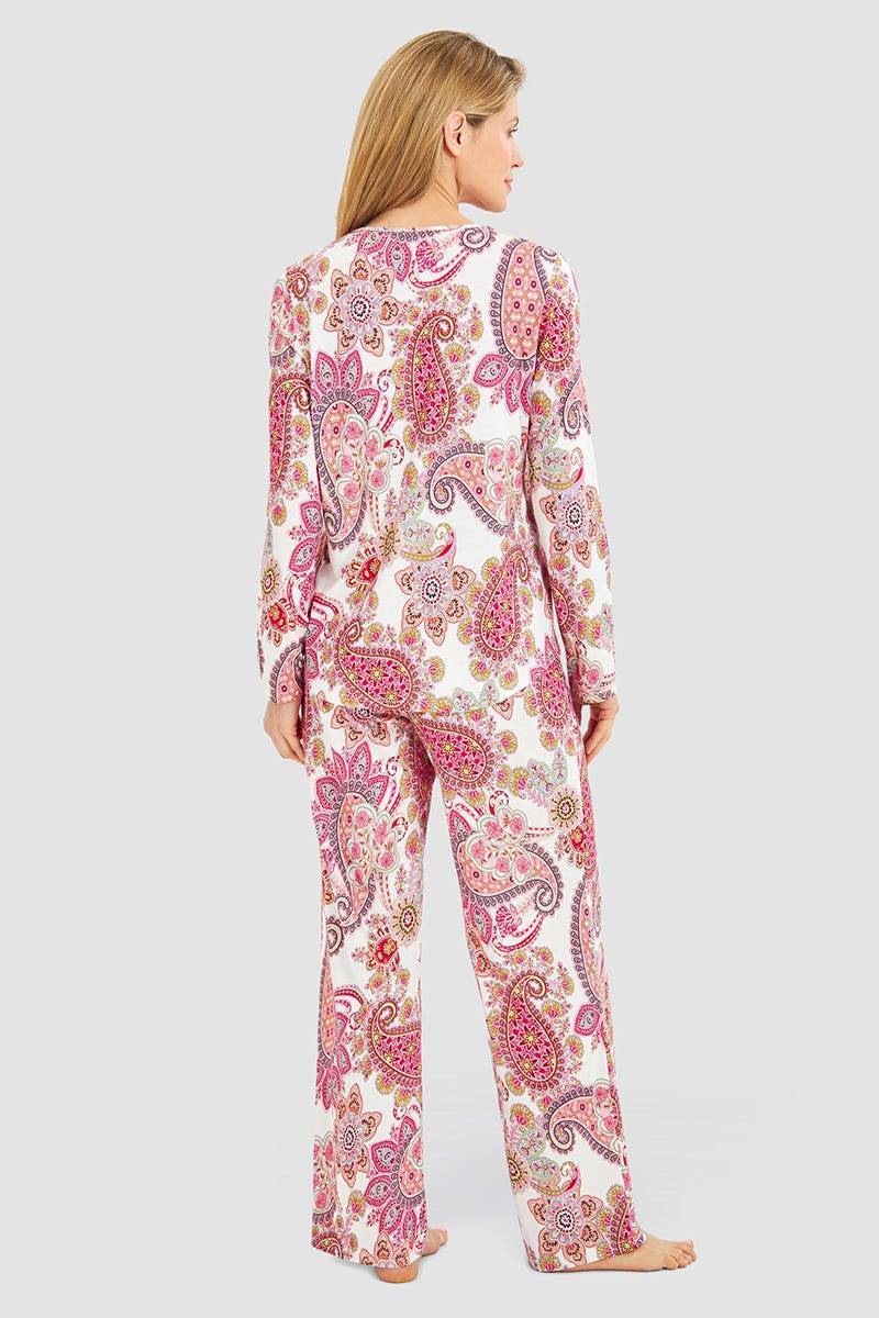 Rösch Pyjama im Paisley-Druck Beerenfarben Baumwolle/Modal Hotsell