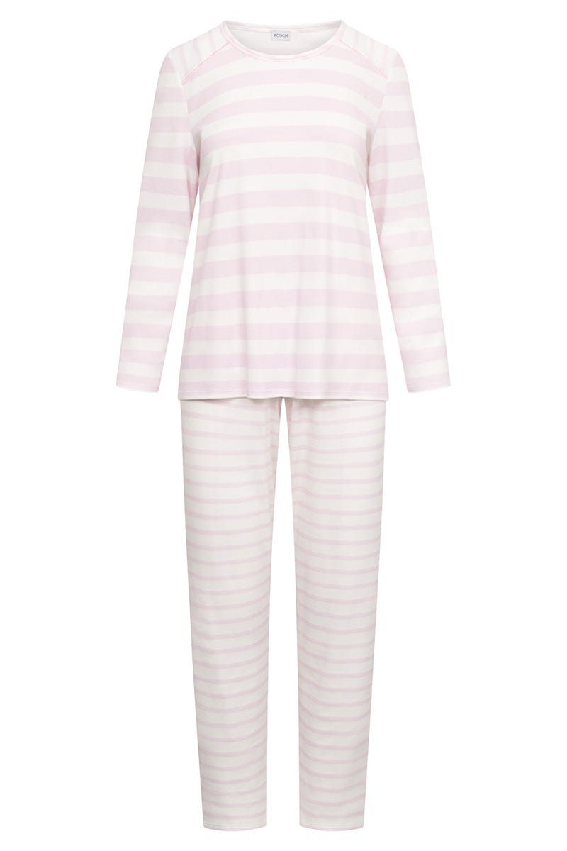 Rösch Pyjama im Ringeldruck Rosa 100% Baumwolle Auslauf