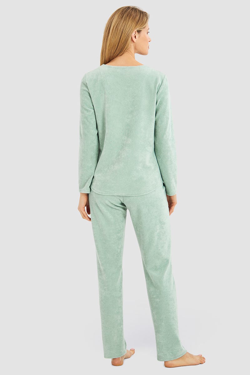 Rösch Hausanzug aus Frottee in Mintgrün Baumwolle/Polyester im Angebot