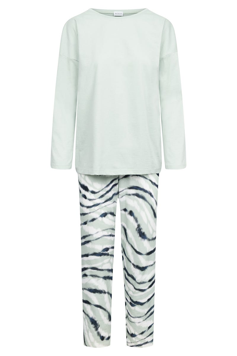 Rösch Pyjama mit Batikdruck Mintgrün 100% Baumwolle Fabrikverkauf