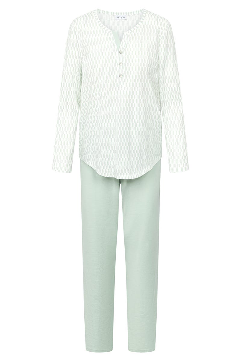 Rösch Pyjama im minimalistischen Grafikdruck Mintgrün 100% Baumwolle Blitzverkäufe