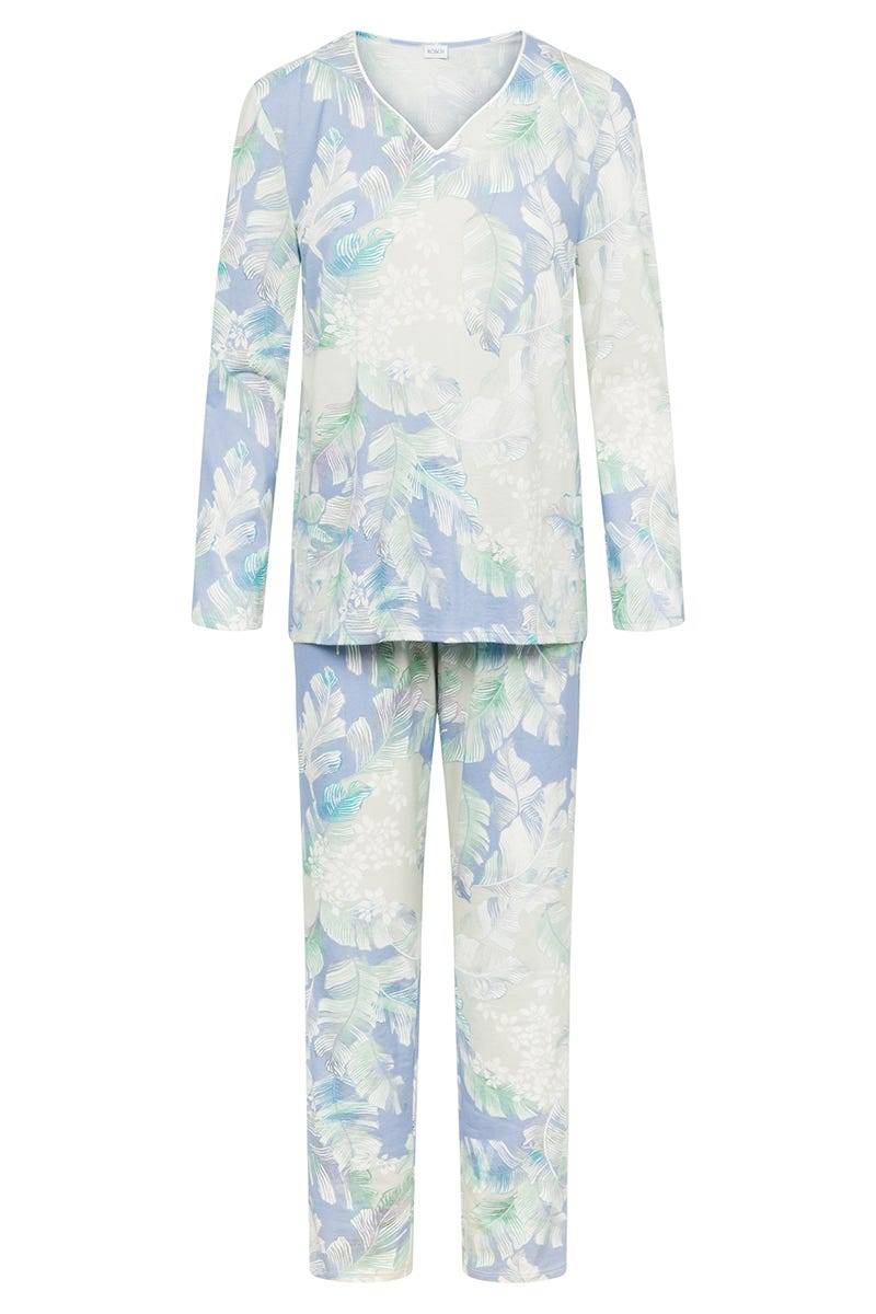 Rösch Pyjama im Federdruck Art-Style Baumwolle/Modal Auslauf