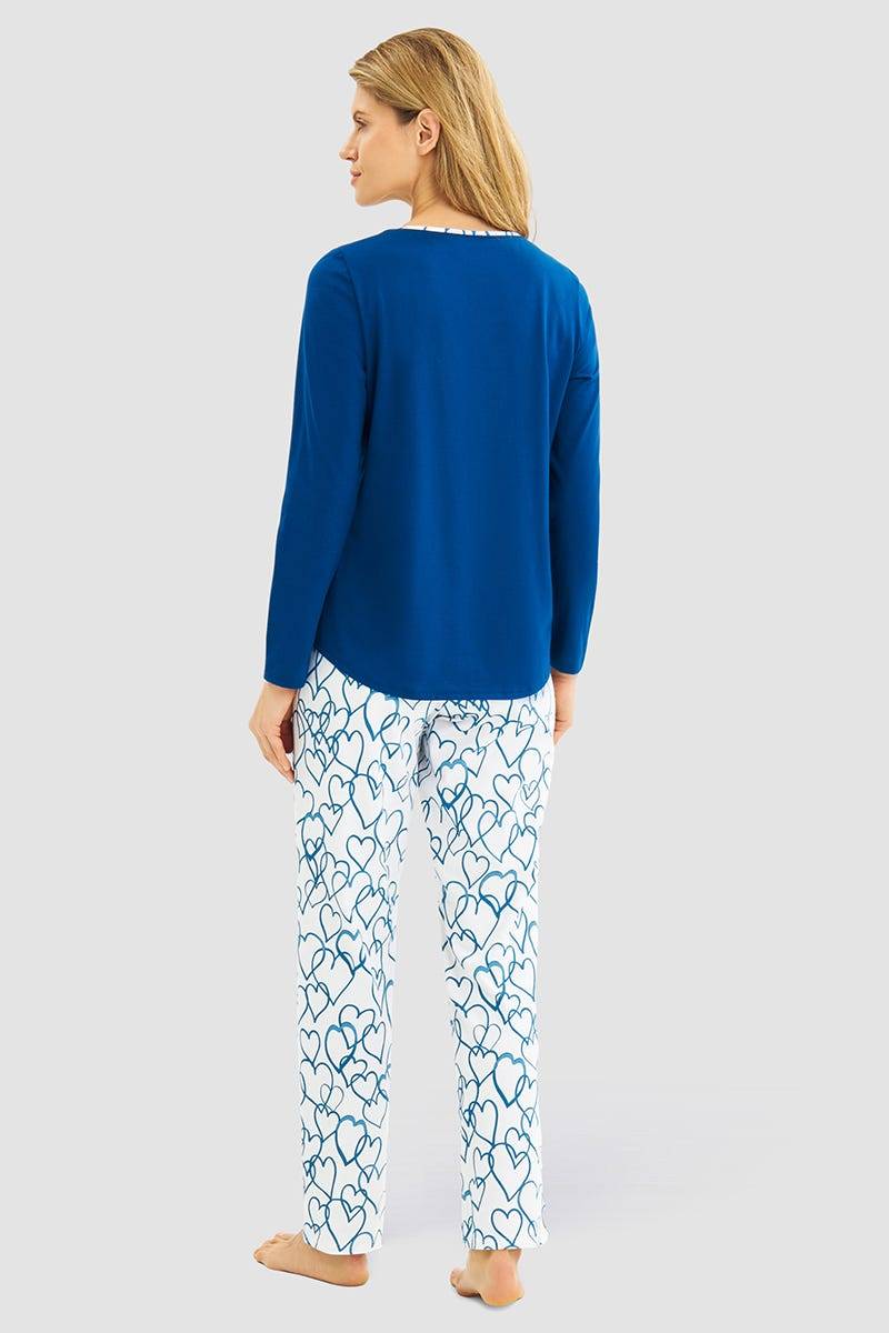 Rösch Pyjama mit Herzen-Druck 100% Baumwolle Outlet