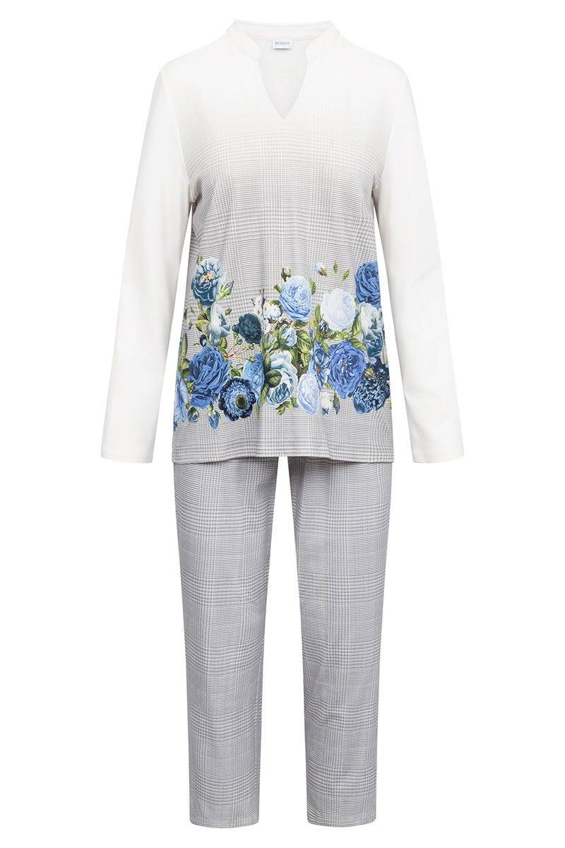 Rösch Pyjama im Karo-Druck mit Blumen 100% Baumwolle Hotsell
