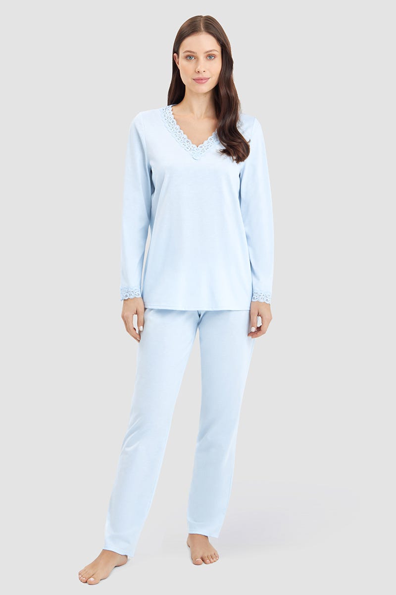 Rösch Pyjama mit Spitzendetails Baumwolle/Modal