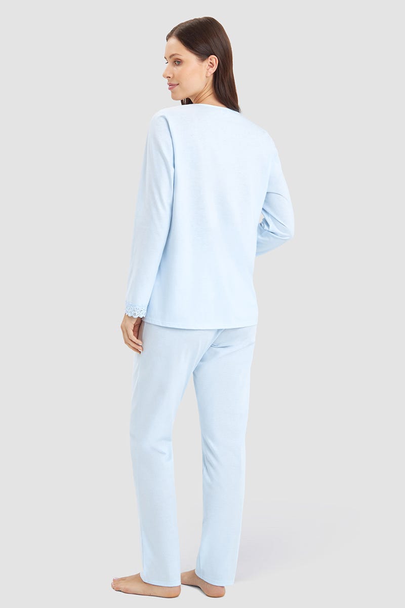 Rösch Pyjama mit Spitzendetails Baumwolle/Modal Schlussverkauf