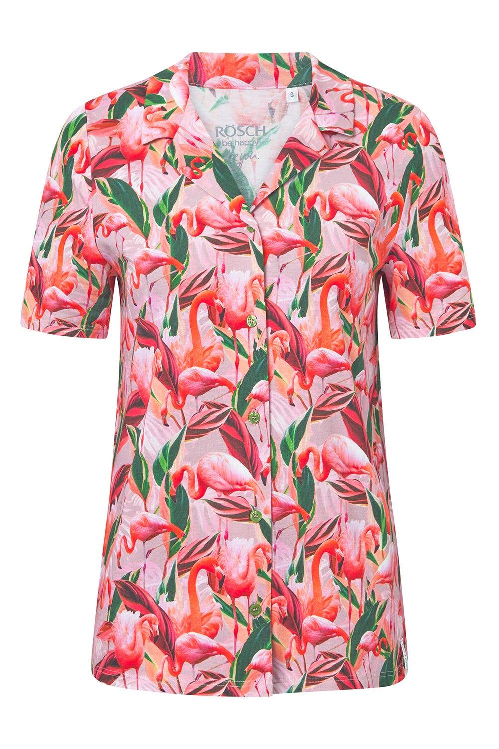 Rösch Pyjamashirt im Flamingo-Druck Baumwolle/Elasthan Günstiger Verkauf