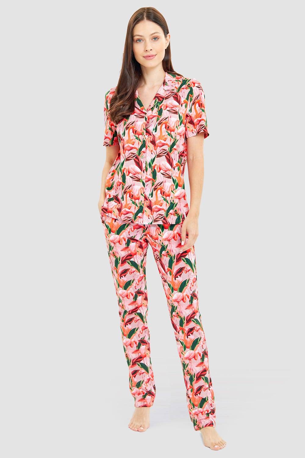 Rösch Pyjamahose im Flamingo-Druck Baumwolle/Elasthan Nur für heute