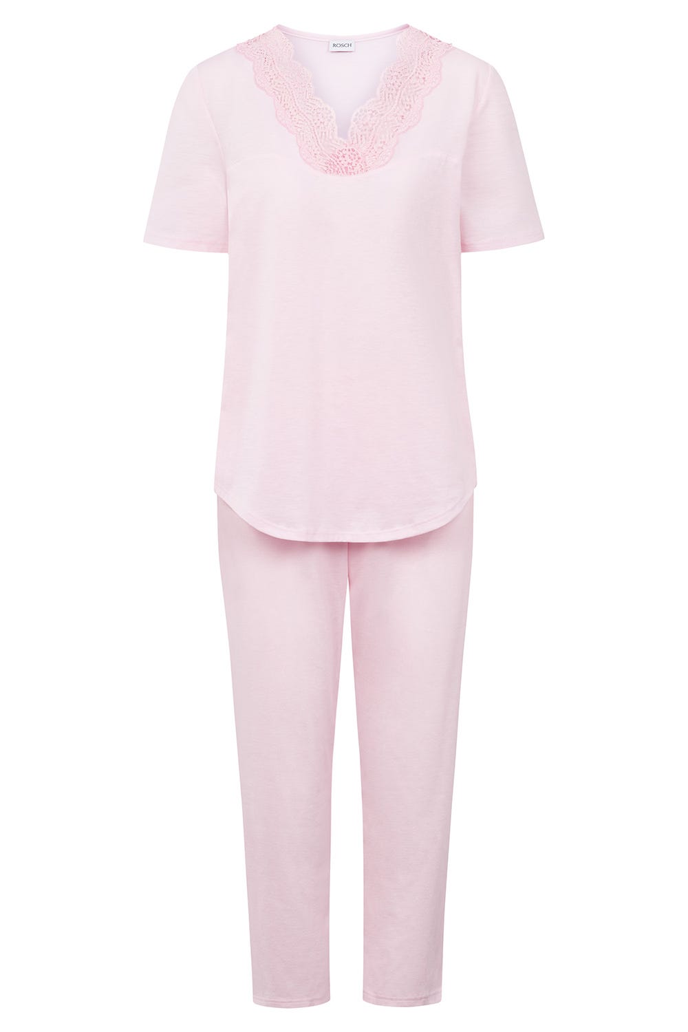 Rösch Pyjama mit Spitzendetails Rosa Baumwolle Schlussverkauf