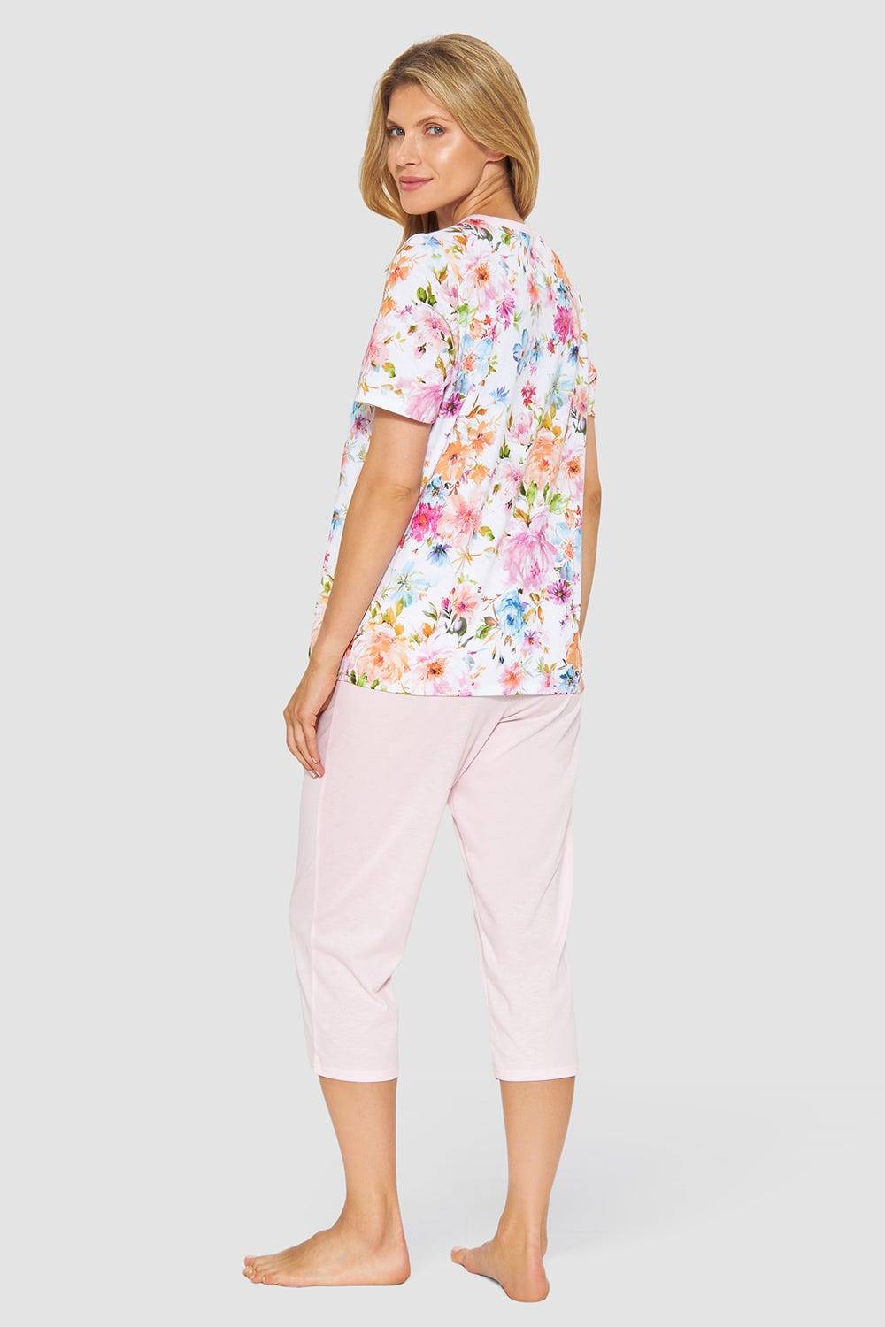 Rösch Pyjama im Blütendruck rosa romantisch 100% Baumwolle Günstiger Verkauf