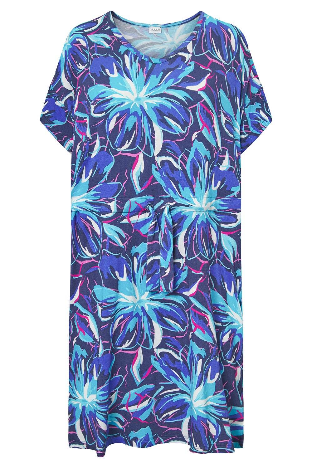 Rösch Strandkleid Kurzarm im Blumendruck Neonfarben zum Binden Baumwolle/Elasthan Auslauf