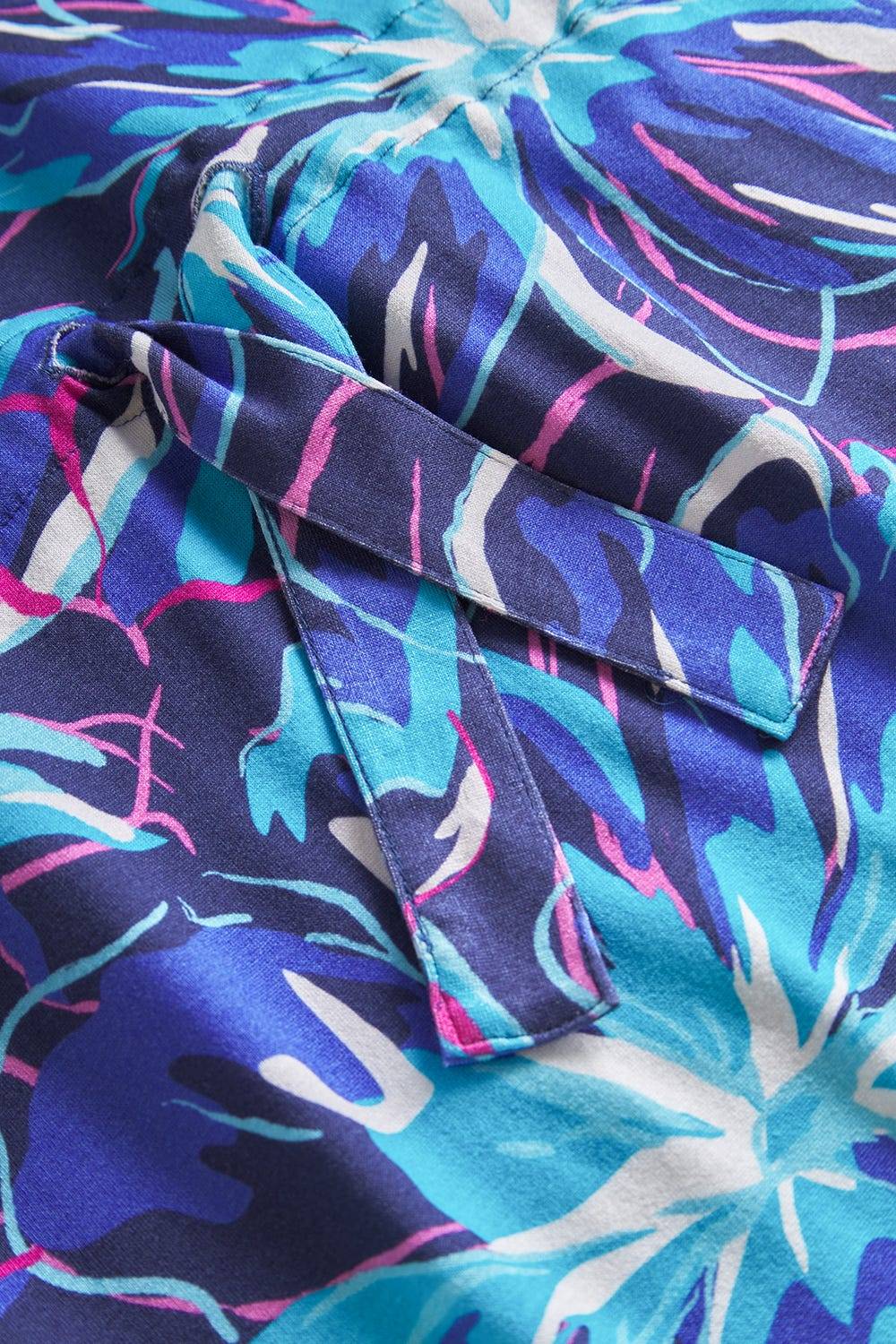 Rösch Strandkleid Kurzarm im Blumendruck Neonfarben zum Binden Baumwolle/Elasthan Auslauf