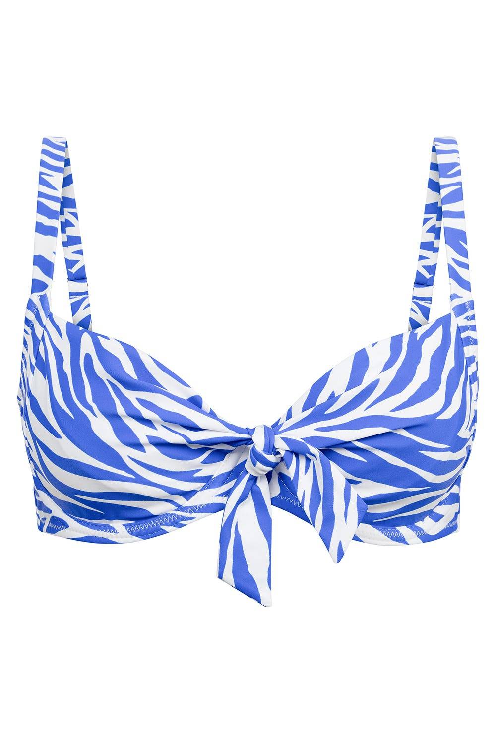 Rösch Bikini-Oberteil im modernen Zebradruck Blau-Weiß Verkauf