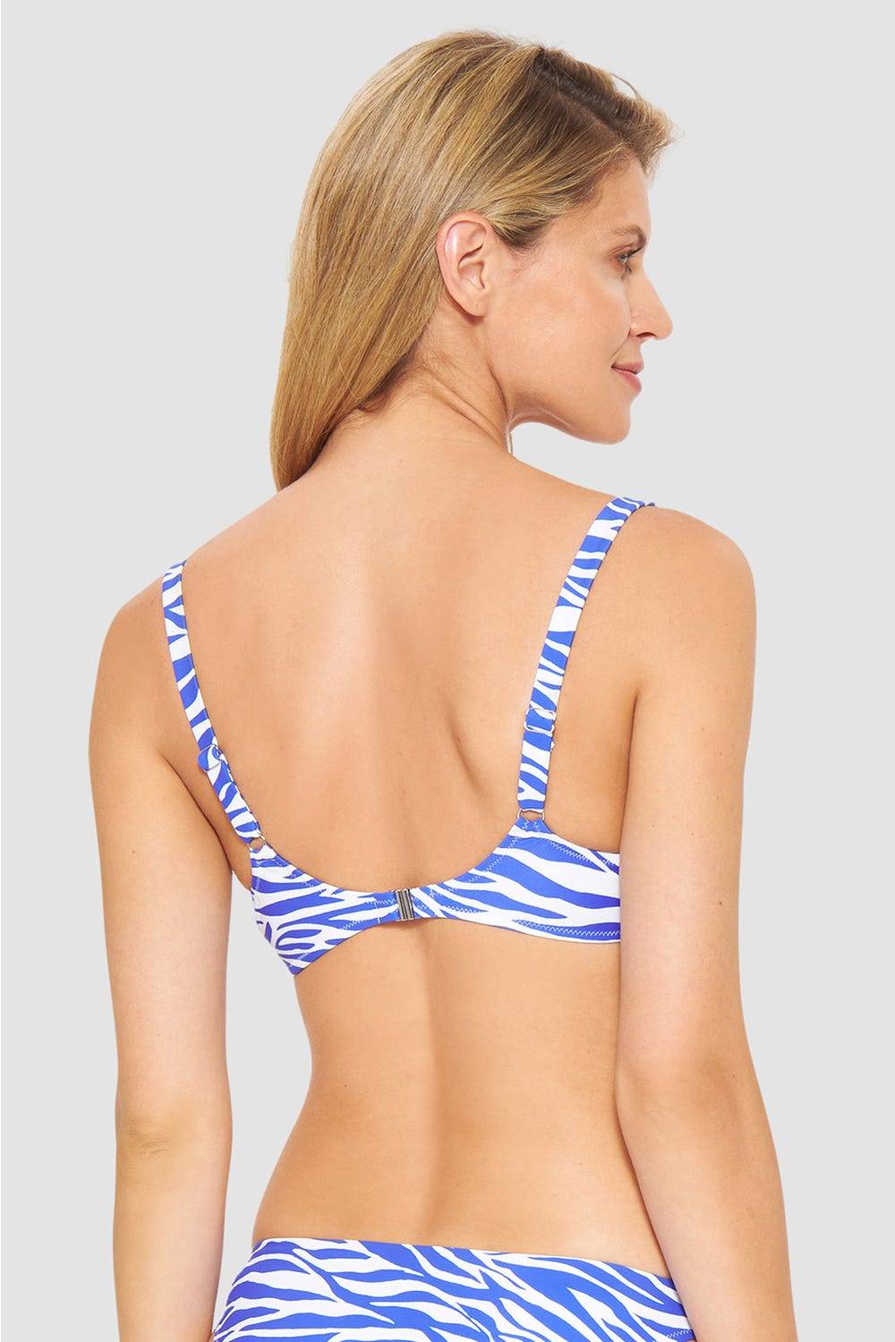 Rösch Bikini-Oberteil im modernen Zebradruck Blau-Weiß Verkauf