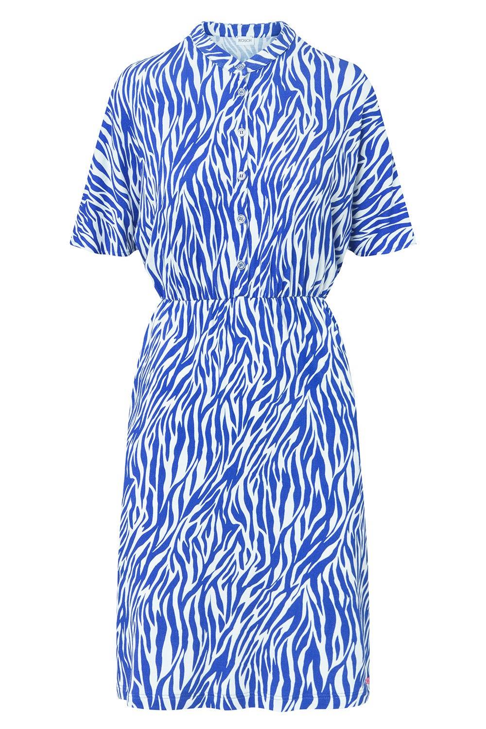 Rösch Strandkleid Kurzarm im modernen Zebradruck Blau-Weiß Viskose/Elasthan Schlussverkauf