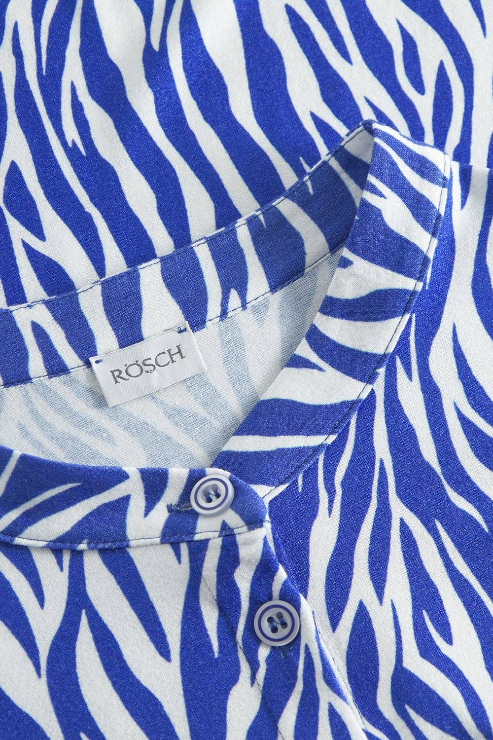 Rösch Strandkleid Kurzarm im modernen Zebradruck Blau-Weiß Viskose/Elasthan Schlussverkauf