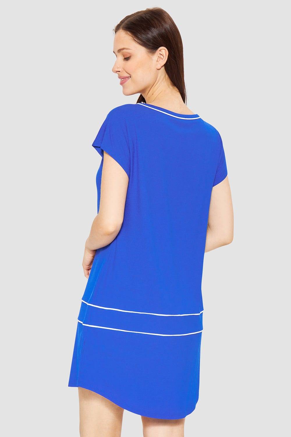 Rösch Strandkleid Kurzarm mit Kontrast-Paspeln Neon-Blau Blitzverkäufe