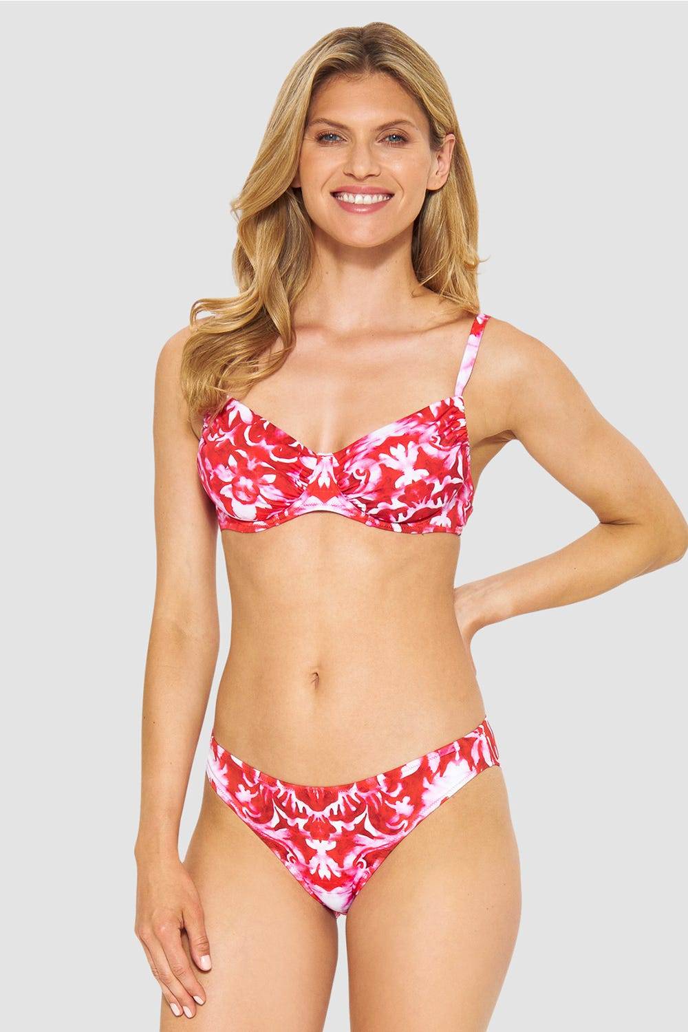 Rösch Bikini-Hose Neckholder im Ornament-Druck Rot-Weiß Verkauf