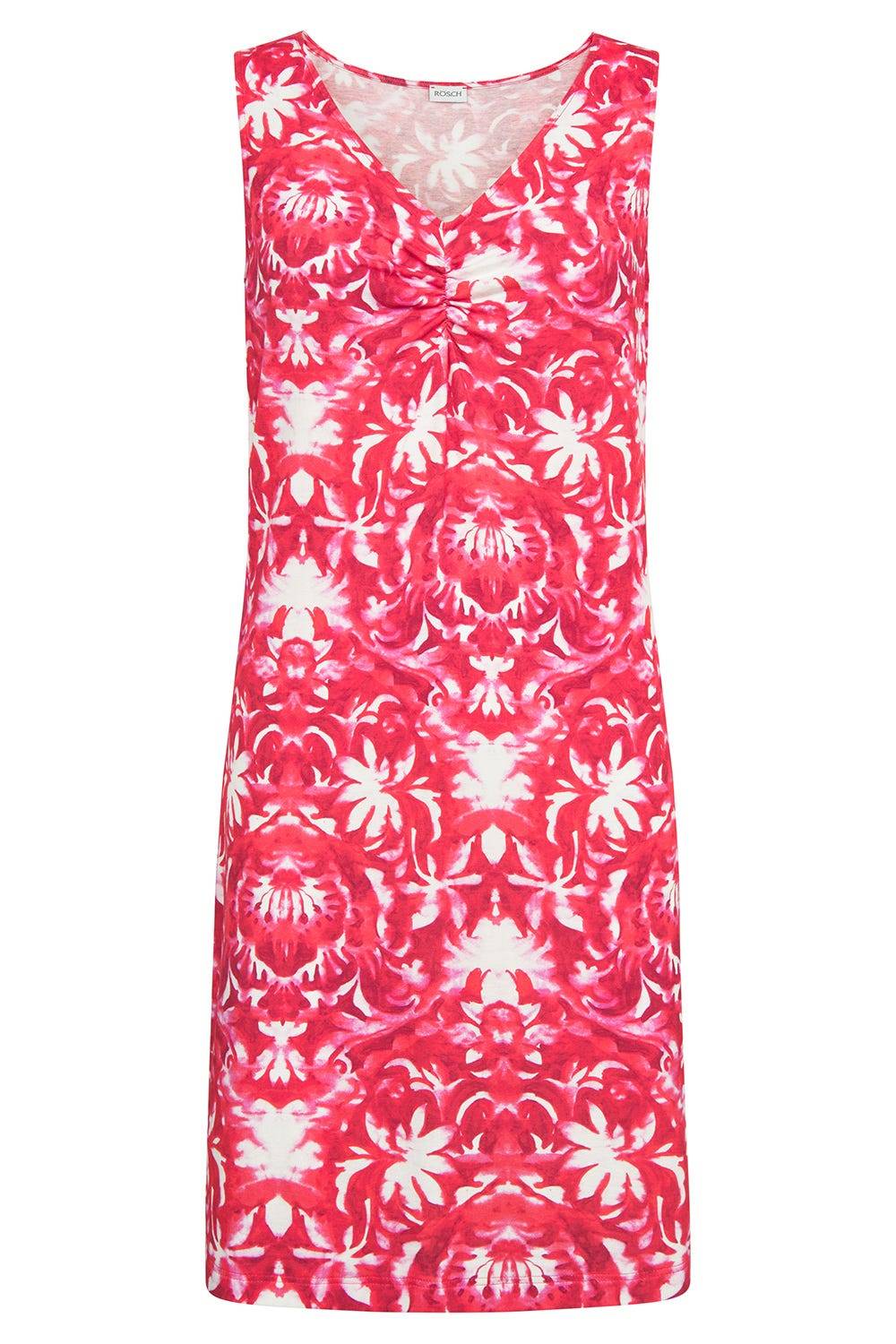 Rösch Strandkleid Ärmellos im Ornament-Druck Rot-Weiß Raffungen im Angebot