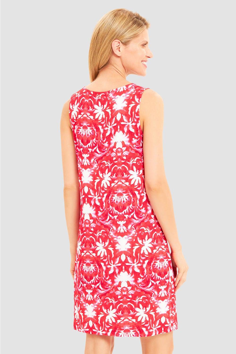 Rösch Strandkleid Ärmellos im Ornament-Druck Rot-Weiß Raffungen im Angebot