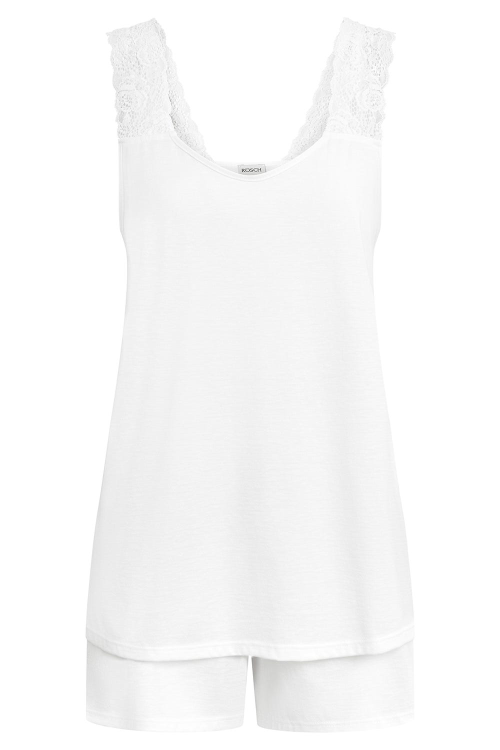 Rösch Pyjama kurz mit Spitzendetail 100% Baumwolle Auslauf