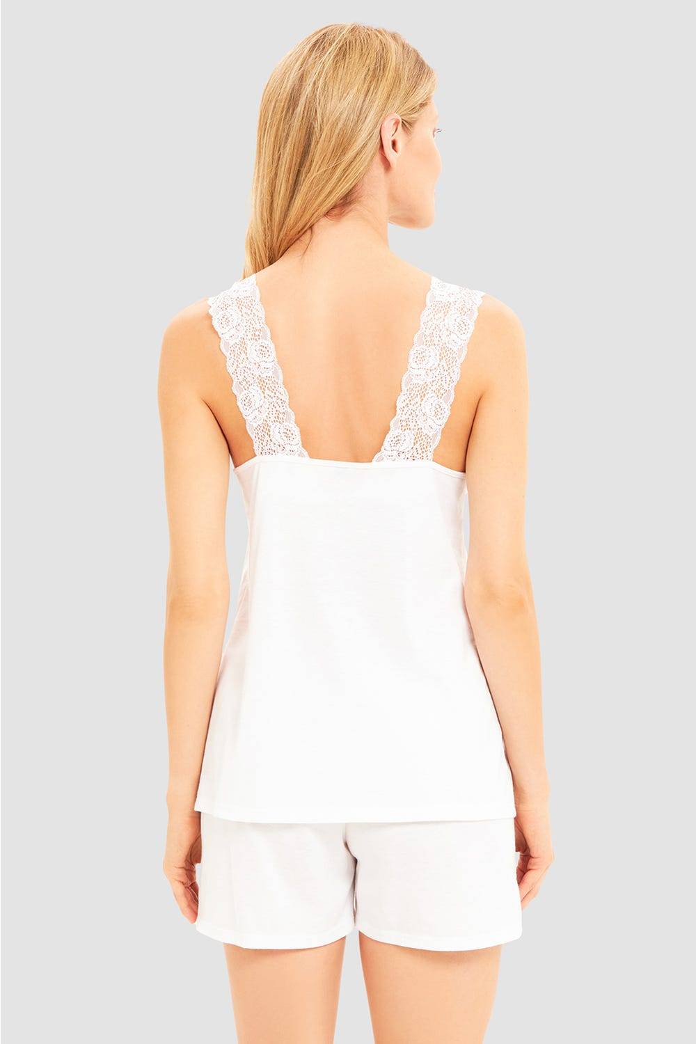Rösch Pyjama kurz mit Spitzendetail 100% Baumwolle Auslauf