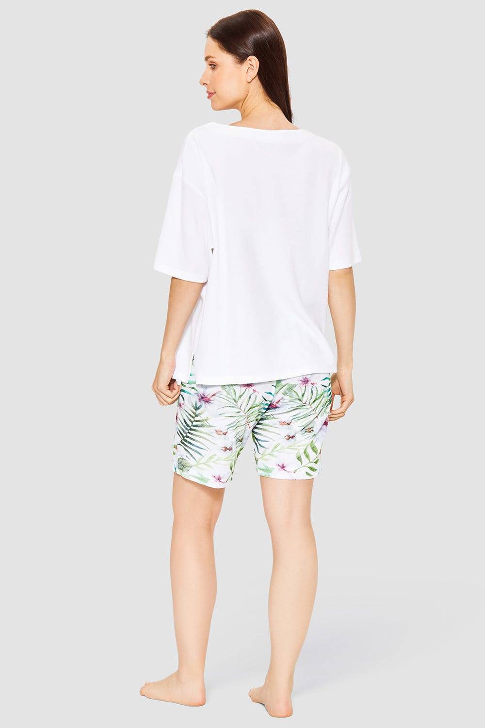 Rösch Pyjama mit exotischem Blumendruck Frottee Baumwolle/Polyester Fabrikverkauf