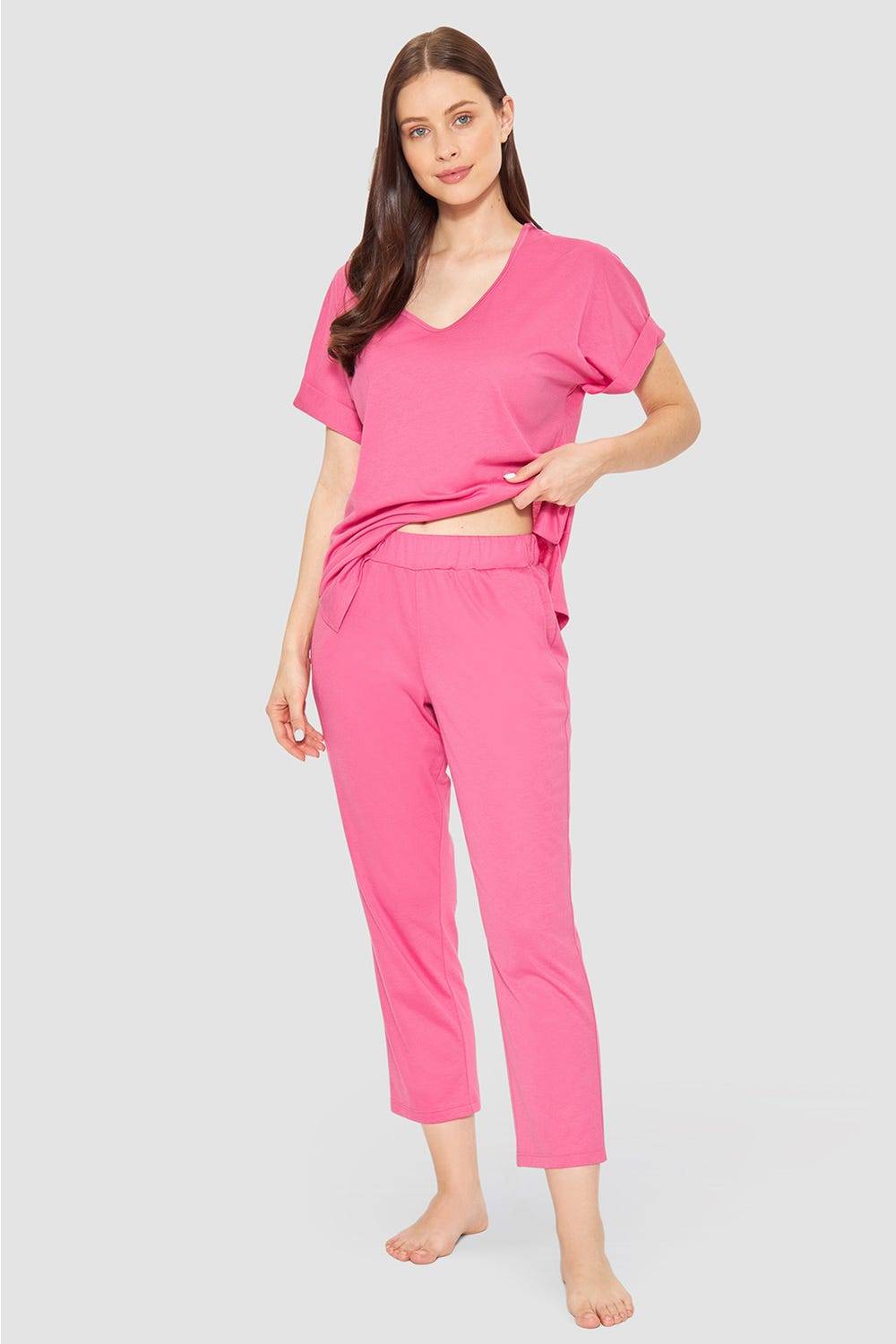 Rösch 7/8-Pyjamahose im sportiven Look Baumwolle/Modal Auslauf