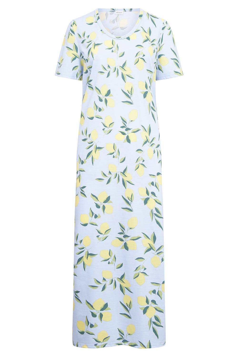 Rösch Nachtkleid im Zitronendruck Maxilänge sommerlich 100% Baumwolle Fabrikverkauf
