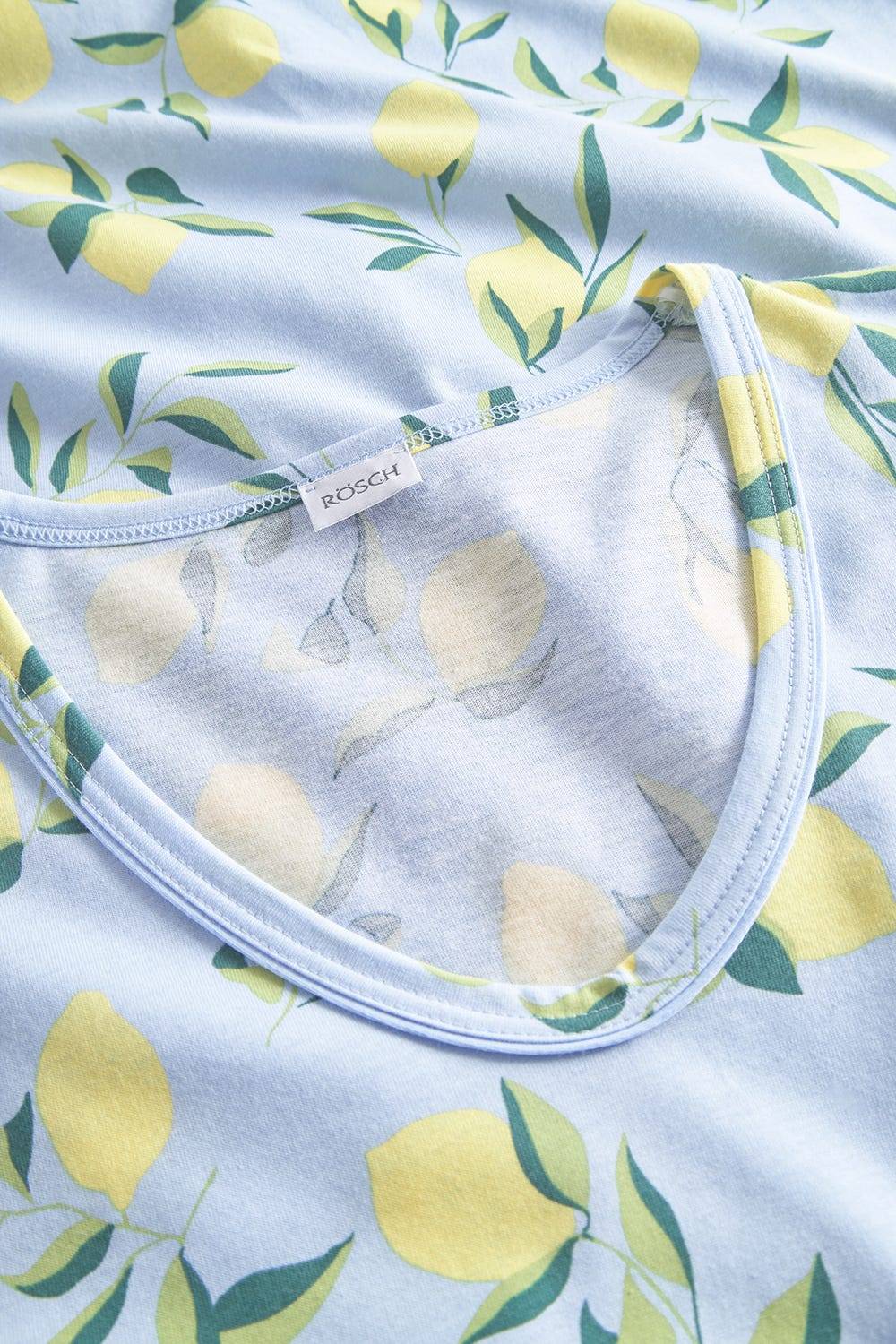 Rösch Nachtkleid im Zitronendruck Maxilänge sommerlich 100% Baumwolle Fabrikverkauf
