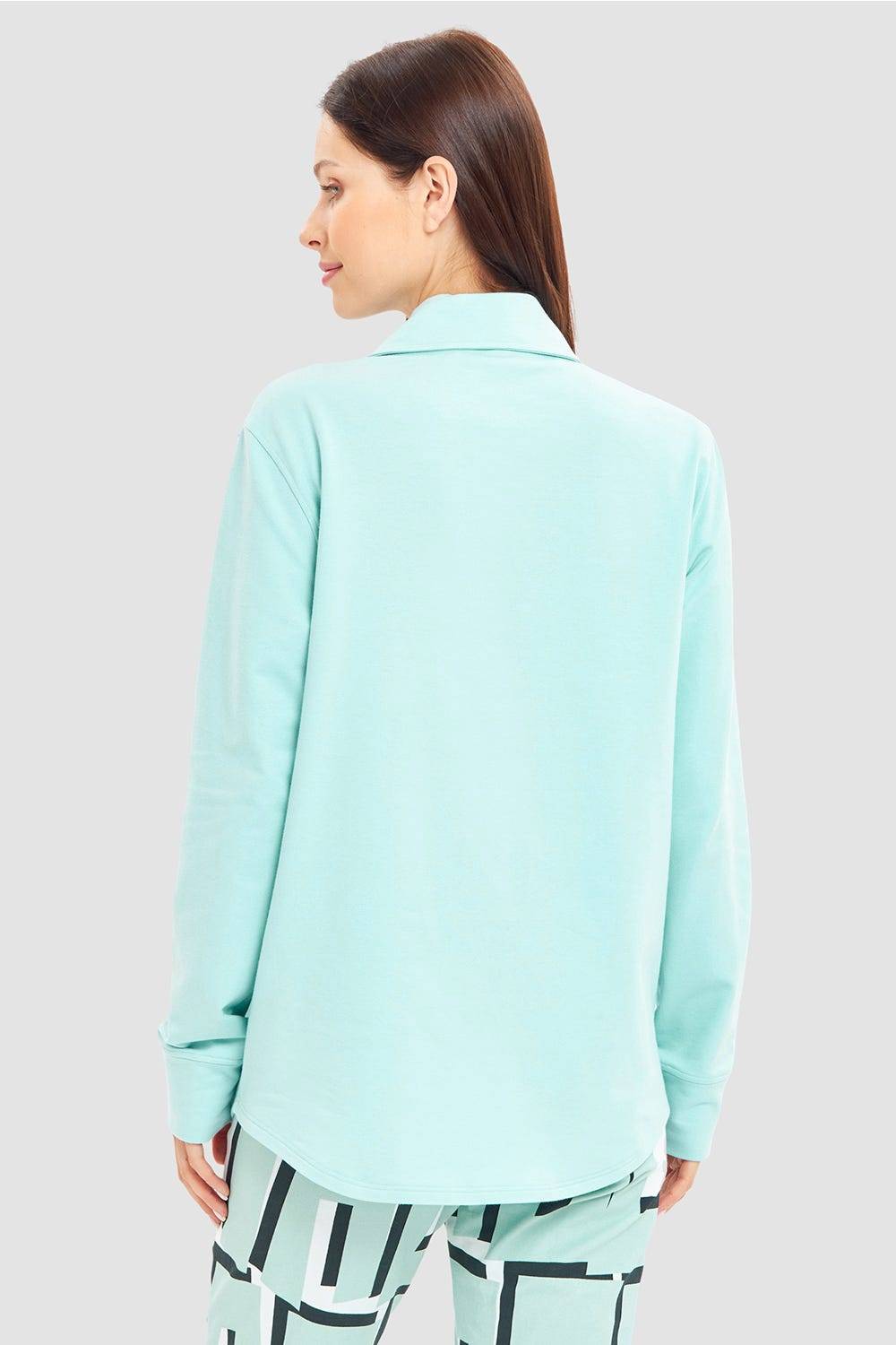 Rösch Sweatjacke mit Ziernähten Türkisblau Baumwolle/Elasthan Online