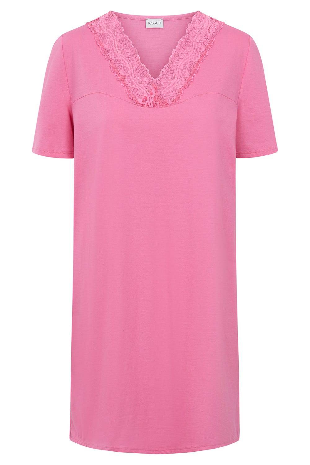 Rösch Nachthemd mit Spitzendetails Pink Baumwolle/Modal im Angebot